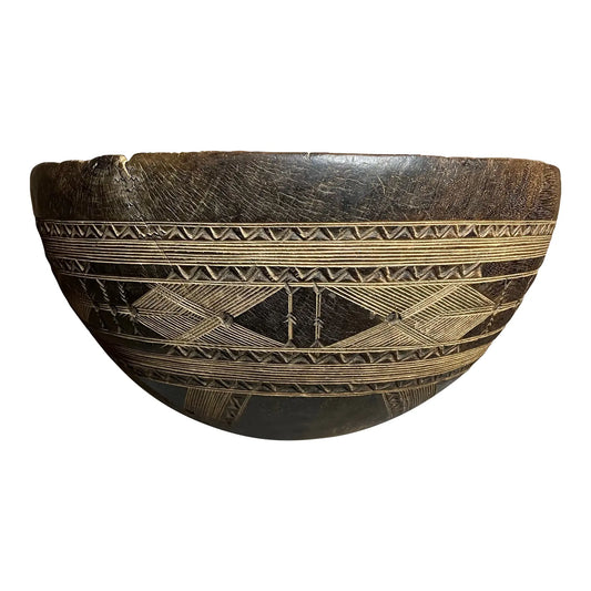 Large African Carved Fulani Wooden Bowl