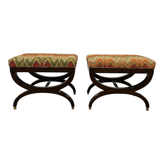 Lee Jofa Upholstered Neoclassical Style Ottomans