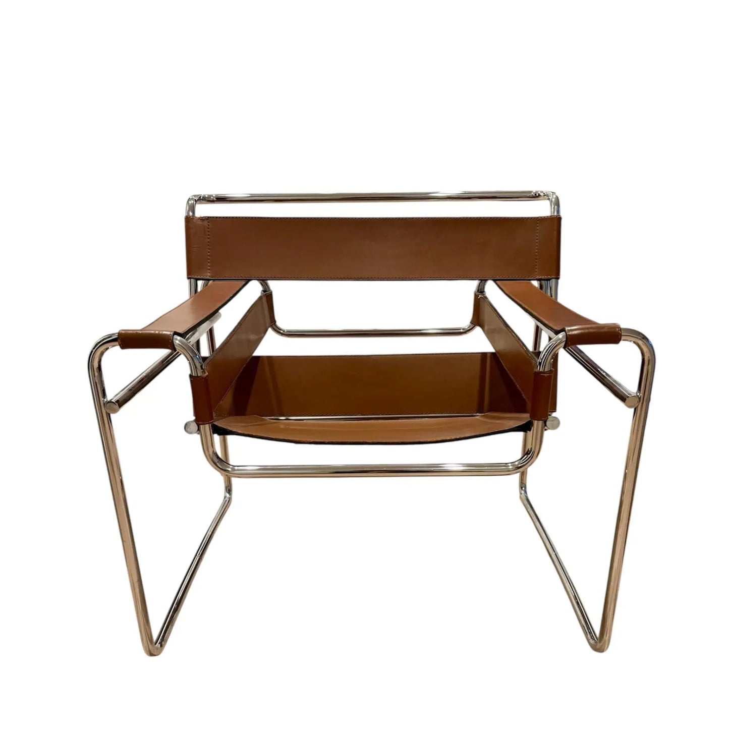 Marcel Breuer Wassily B3 Leather and Chrome Lounge Chairs