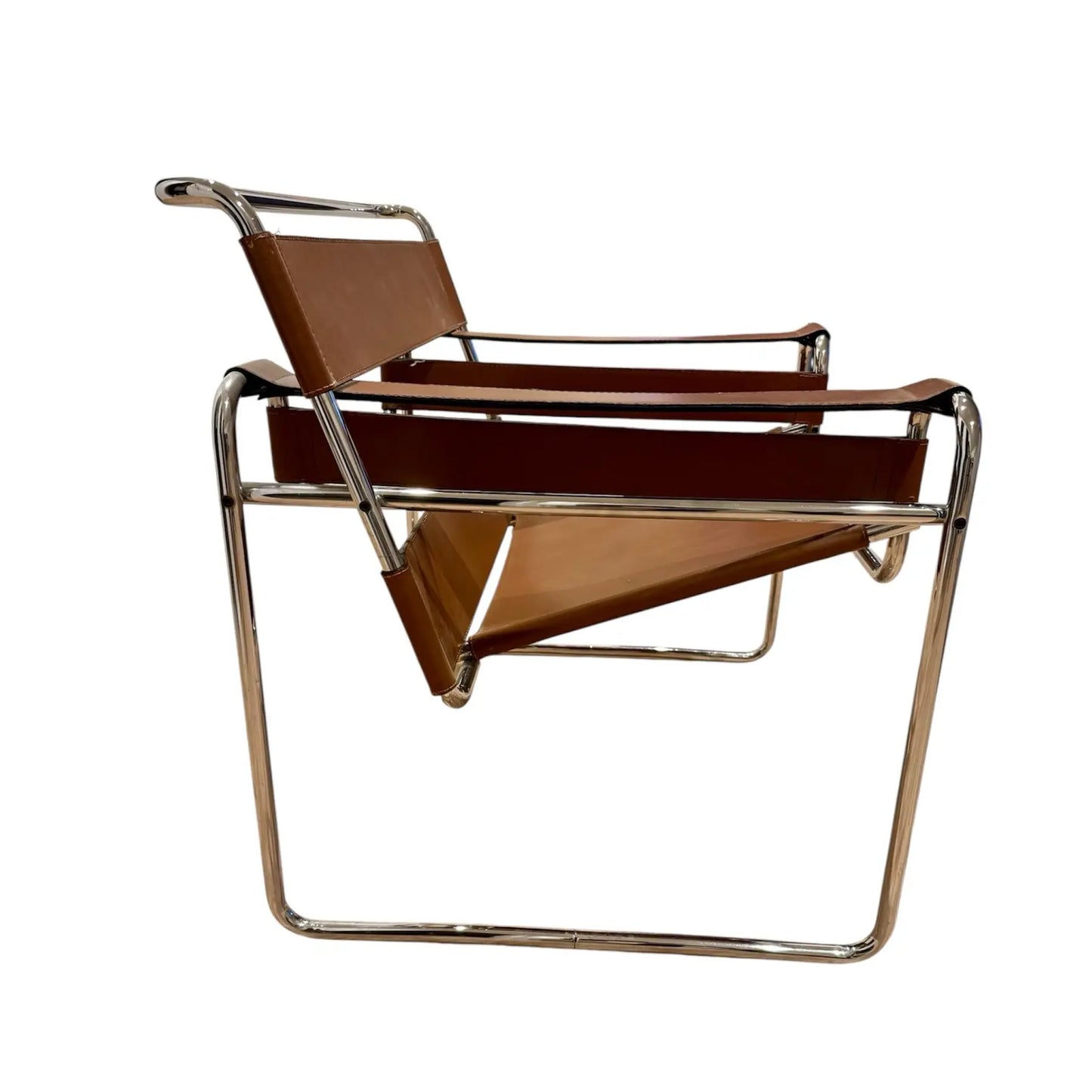 Marcel Breuer Wassily B3 Leather and Chrome Lounge Chairs
