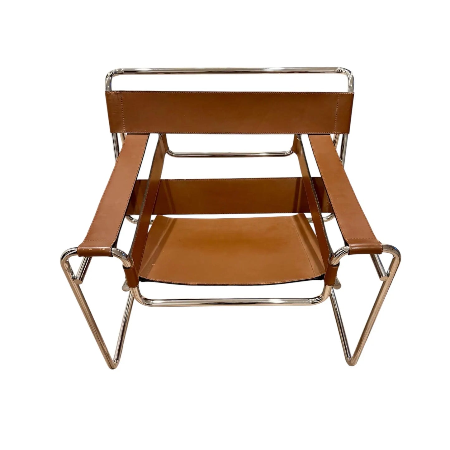Marcel Breuer Wassily B3 Leather and Chrome Lounge Chairs