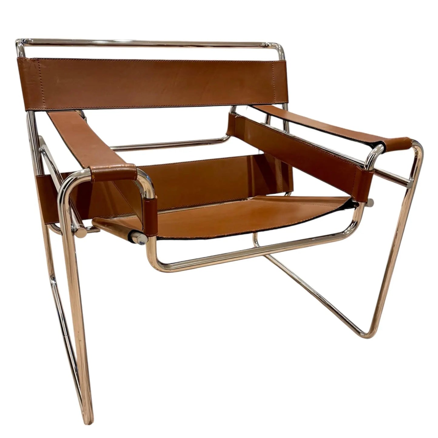 Marcel Breuer Wassily B3 Leather and Chrome Lounge Chairs
