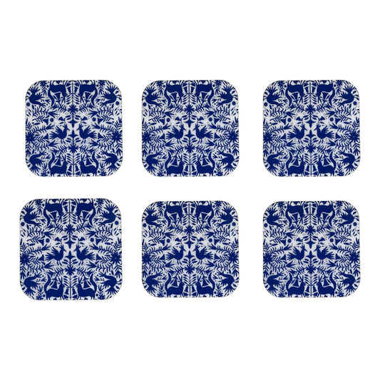Mexican Blue and White Otomi Coasters