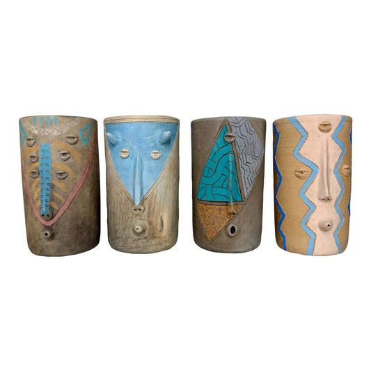 Mexican Modern Surrealist Painted Cups