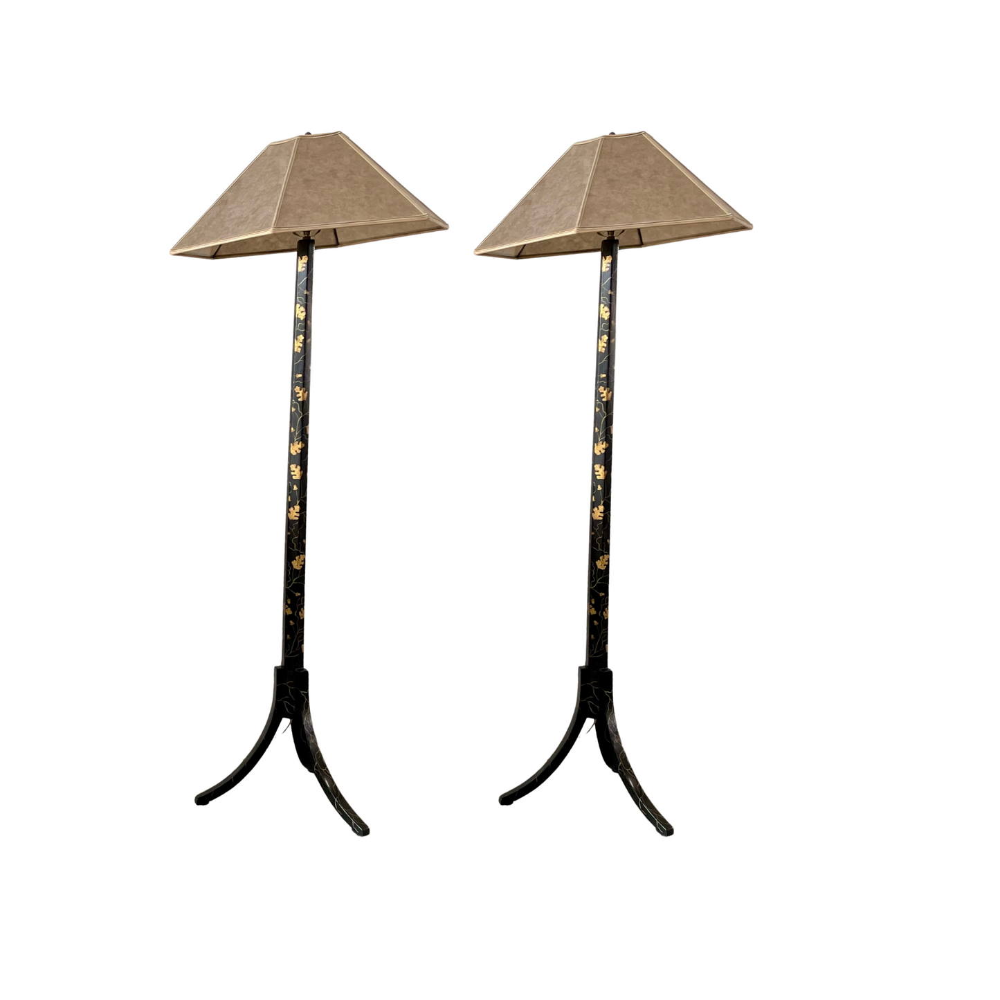 Rose Tarlow Three Leg Chinoiserie Floor Lamps