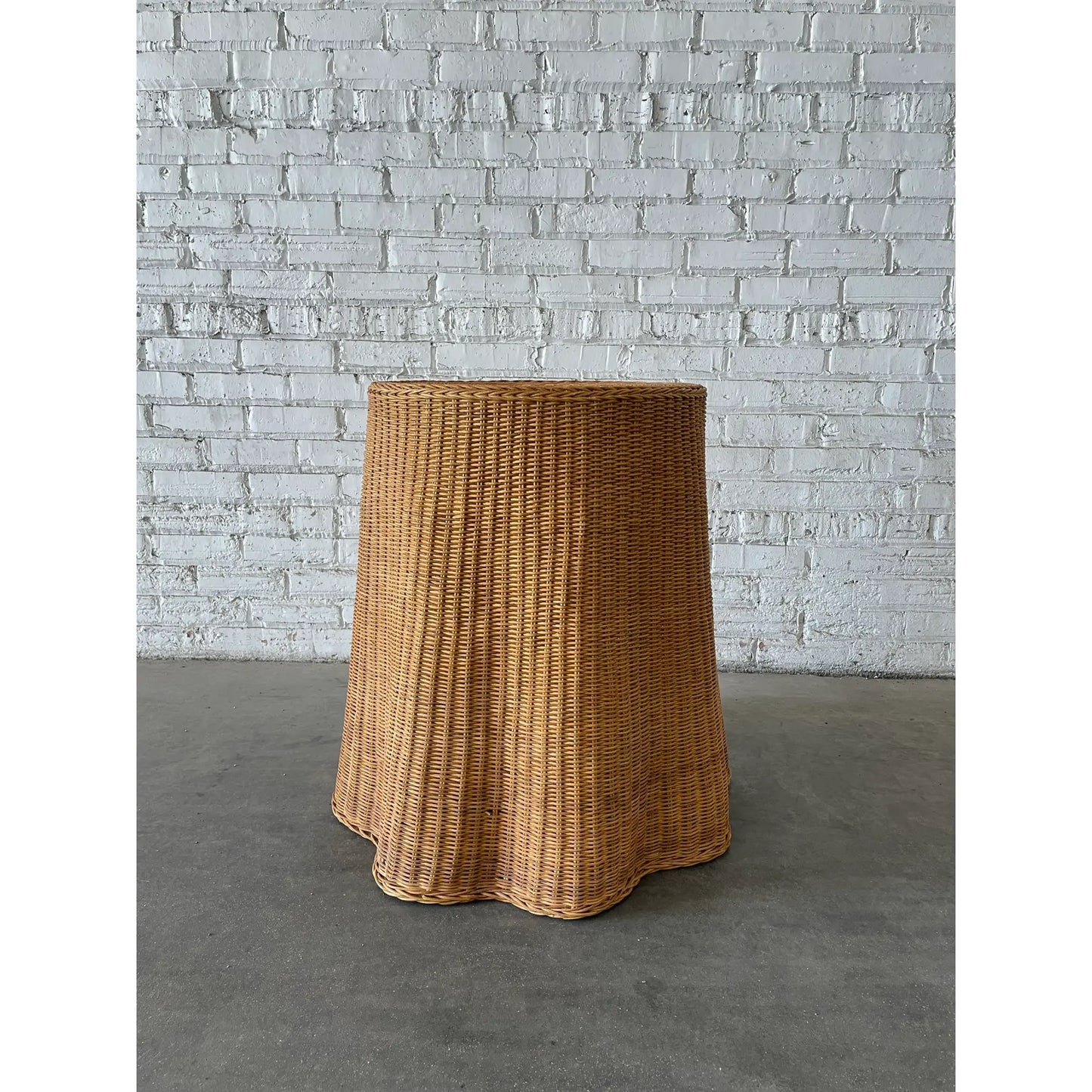Wicker Trompe L’oeil Ghost Skirt Side Table